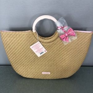 Juicy Couture Straw Bag w/Faux Leather Handles